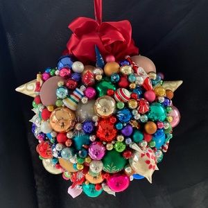 Huge Vintage Glass Ornament Kissing Ball